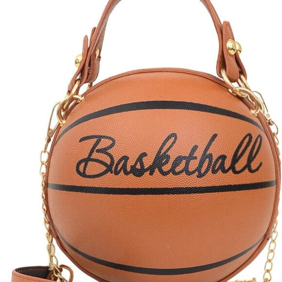 Basketball Crossbody Bag for Women PU Leather Adjustable Strap Compact Stylish - Picture 1 of 6